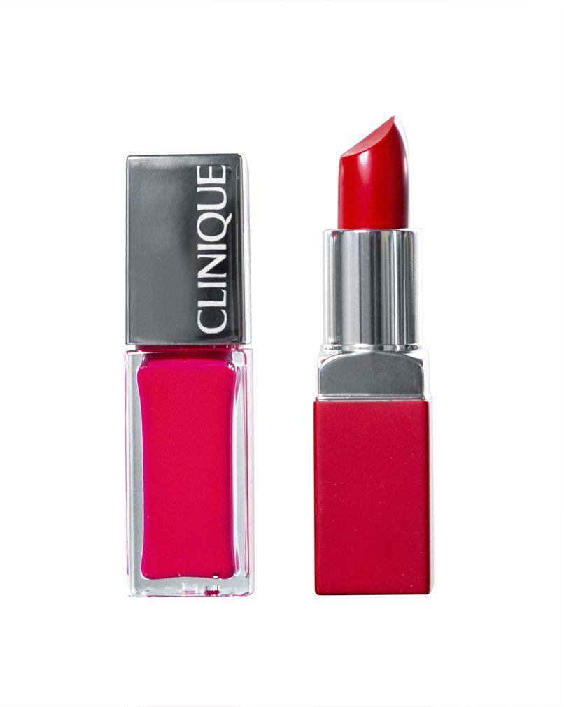 Lipstick and lip gloss on white