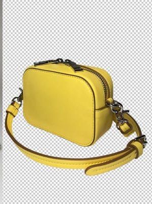 Yellow bag clipped onto a transparent background